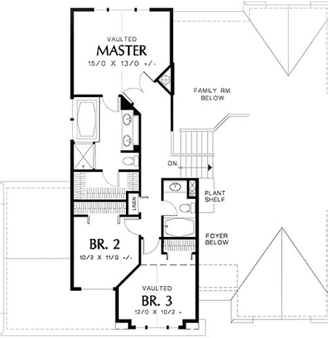Tri Level Narrow Lot Plan 69373am Architectural