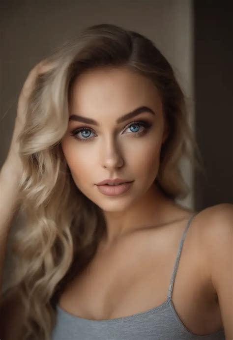 Woman With Matching Tank Top And Panties Sexy Girl With Blue Eyes Portrait Sophie Mudd