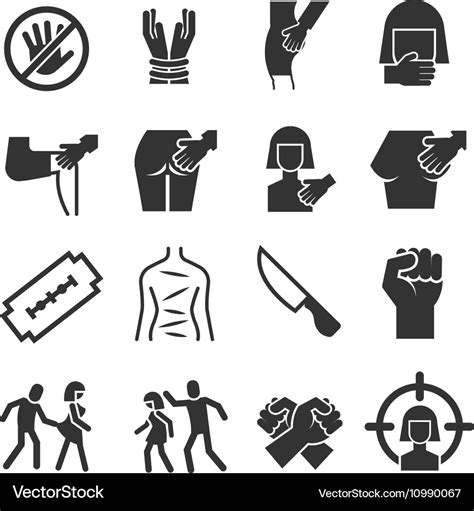Sexual Abuse Harassment Violence Icons Royalty Free Vector
