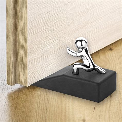 Black Rubber Zinc Alloy Door Stop Stopper Security Door Wedge Safety