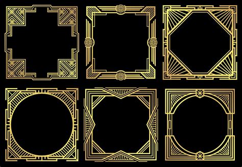 Art Deco Nouveau Border Frames In 1920s Style Vector Set By Microvector