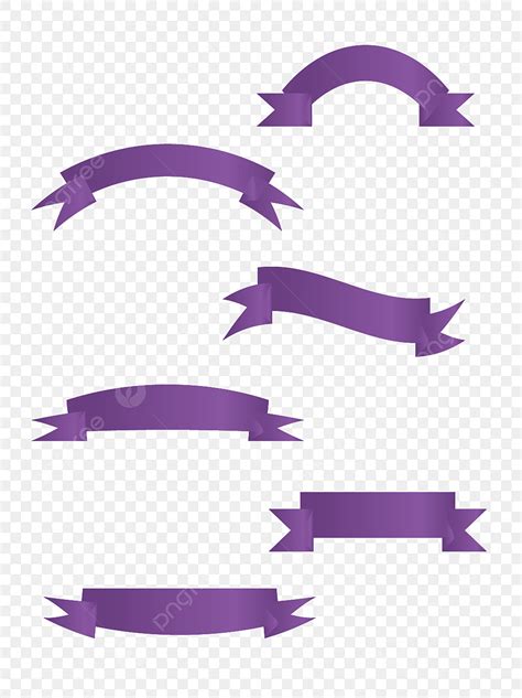 Purple Ribbon Border Clipart Transparent Background Realistic Purple Ribbon Collection Banner