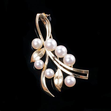 Vintage Mikimoto 14k Gold Brooch Mikimoto Pearls Gold Brooches Rolex