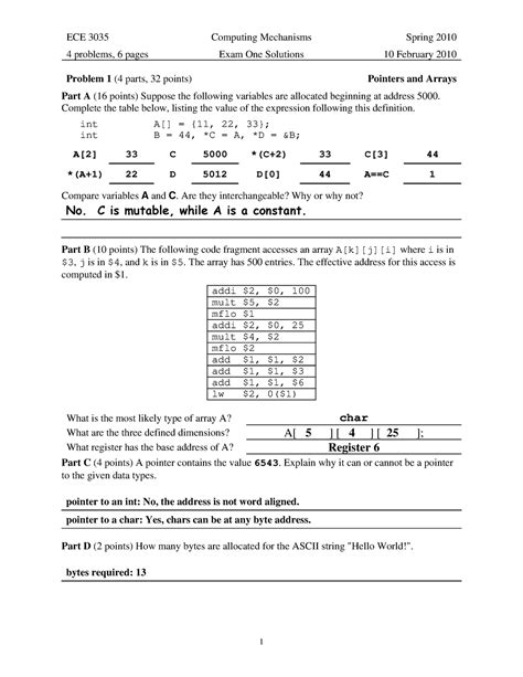SP10 Exam 1 Soln - Practice Exams - 4 problems, 6 pages Exam One