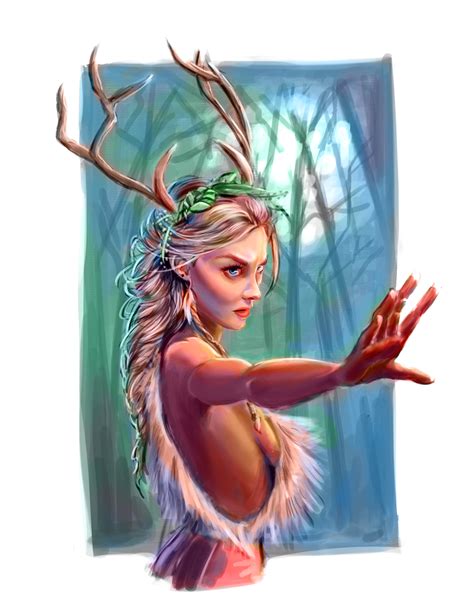 Female Elf Druid Protects Forest Pathfinder PFRPG DND D D D20 Fantasy