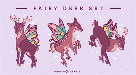 Fairy Deer Character Set Vector Download