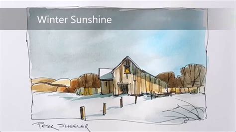 A Line And Wash Tutorial Of A Barn In Winter Watercolor Simple And Fun