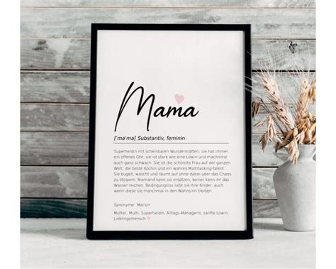 Definition Poster Mama personalisiert mit Namen Bild fürs