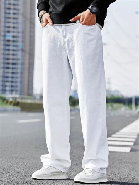 white baggy fit regular mens jeans datti store