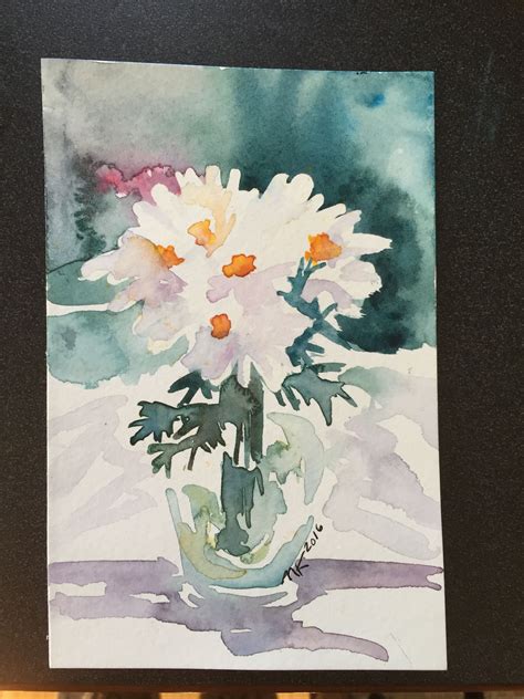 Zinnias in a vase watercolor paintings of flowers painting. my own flower vase watercolor | Watercolor flowers ...
