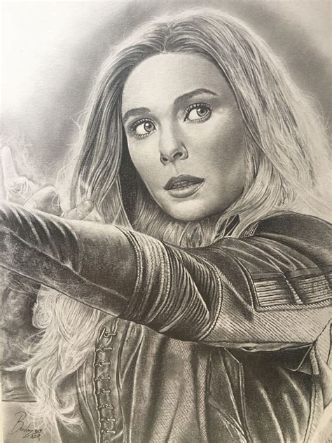 Wanda Maximoff Graphite Pencil Portrait Marvel Art Drawings Marvel