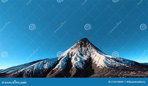 Volcano Mountain With Snow Against Blue Clear Sky Stock Image Image