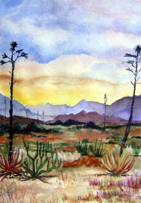 Desert Landscape Painting Desert Sky Sunset Desert Scenery