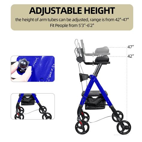 Ioohug Heavy Duty Walkers For Seniors Supports 500lbs Upright Rollator