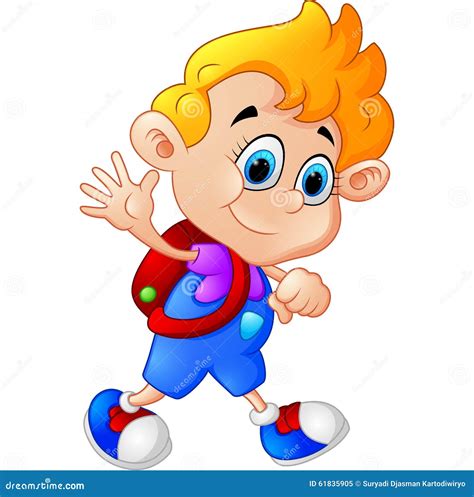 Cartoon Boy Waving Stock Illustration Illustration Of Mascot 61835905