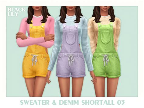 Sweater And Denim Shortall 03 By Black Lily From Tsr Sims 4 Downloads