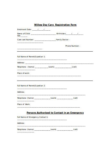 Free 49 Childcare Registration Forms In Pdf Ms Word