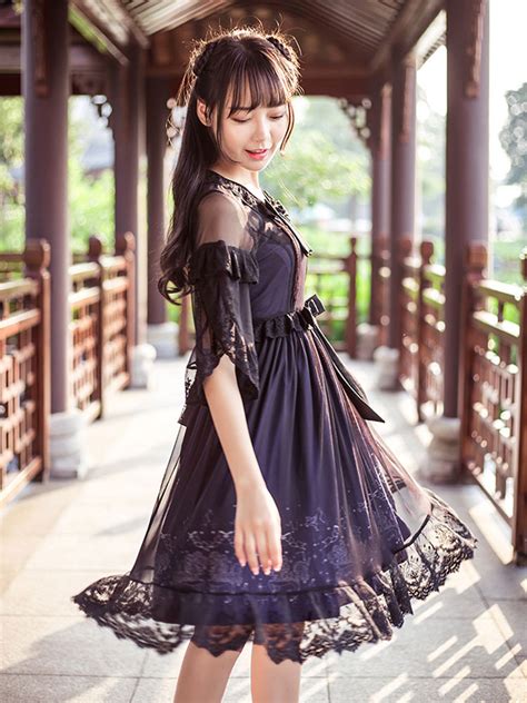 Classic Lolita Op Dress Lace Bow Ruffle Purple Lolita One Piece Dress