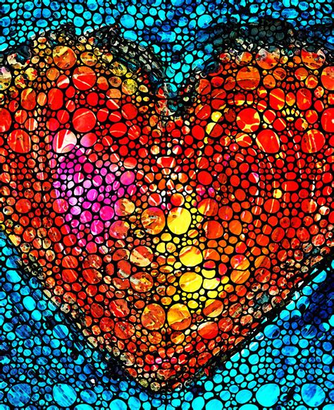 Stone Rockd Heart Colorful Love From Sharon Cummings Painting By