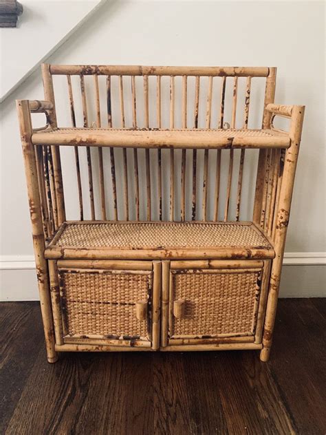 Bamboo handcraft • 8,1 тыс. Rattan Bamboo Two Tier Wall Shelf Cupboard Bathroom | Etsy ...