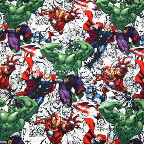 105cm Width 1pc Hulk Raytheon Avengers Cotton Fabric 100 Cotton Fabric