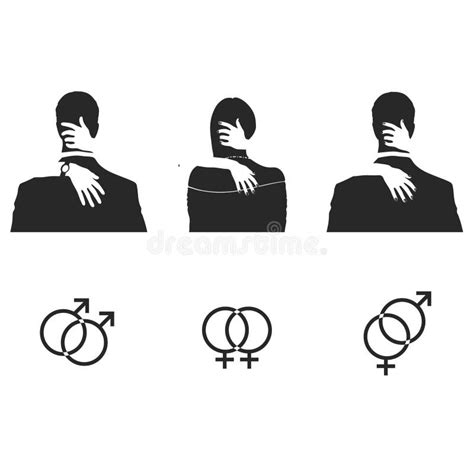 Silhouettes Of Hugging And Kissing People Set Of Sexual Gender