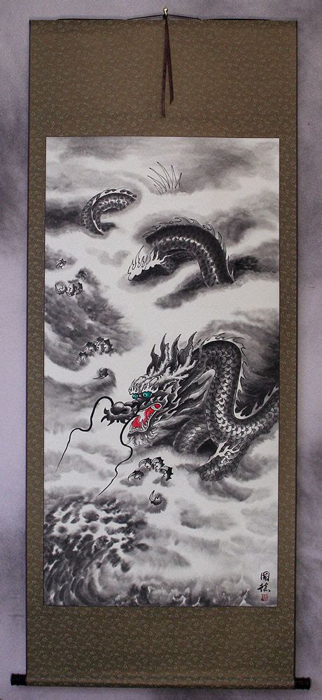Flying Chinese Dragon Asian Wall Scroll Tigers And Dragons Paintings