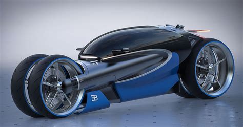 Romain Gauvin Designs Futuristic Four Wheel Bugatti 100m Concept Motorbike