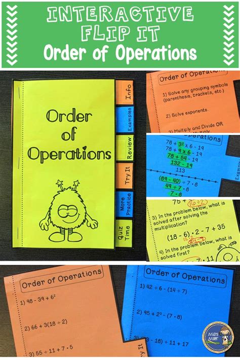 Order Of Operations Interactive Flip It Book Order Of Operations