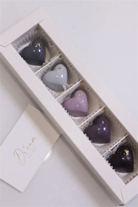 Six Heart Shaped Chocolates In A White Box
