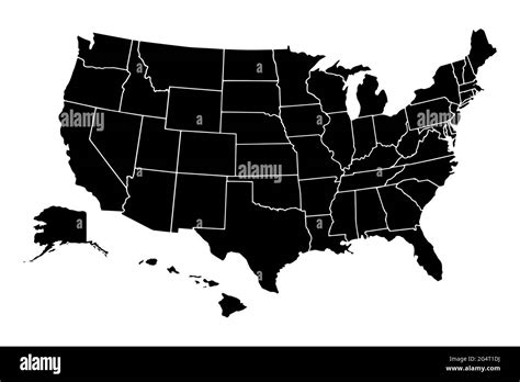 Mapa De Estados Unidos De América Con Estados Separados Fotografía De