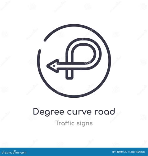 Degree Curve Road Outline Icon Isolated Line Vector Illustration From