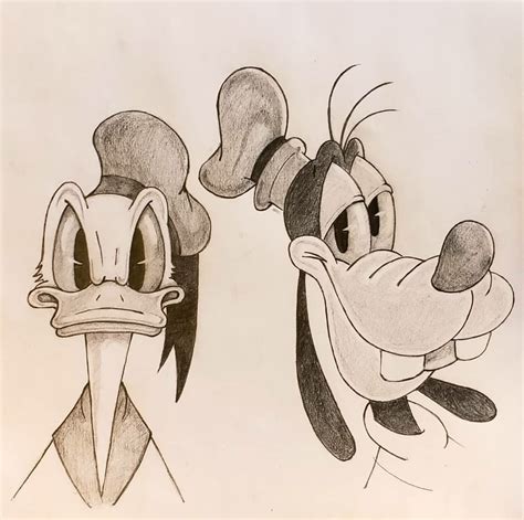 Progress On A Donald And Goofy Drawing Rdisney