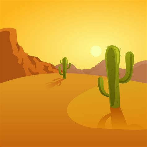 37359676 Cartoon Illustration Of A Desert Background With Cactuses