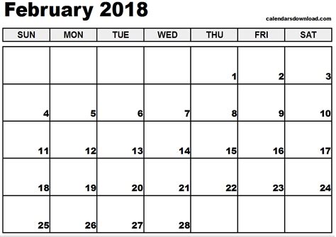 Free February 2018 Calendar In Printable Format Calendar Office