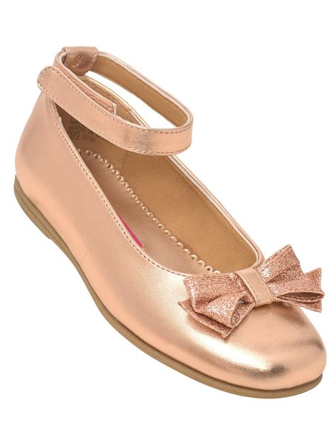 Rachel Shoes - Rachel Shoes Little Girls Rose Gold Sparkle Bow Ankle 