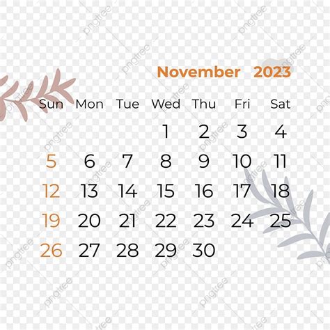 Calendar November Vector Png Images Calendar November 2023 Calendar