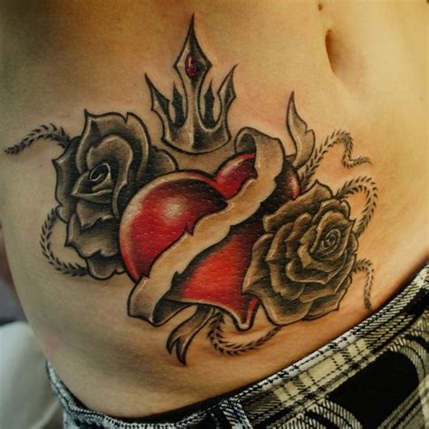 Heart And Rose Tattoo Designs For Men