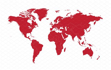 World Map Red With Borders Graphics Creative Market