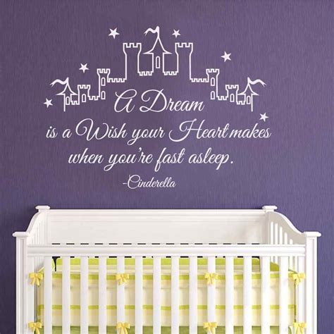 Cinderella Wall Decal Quote A Dream Is A Wish Your Heart Makes Girl