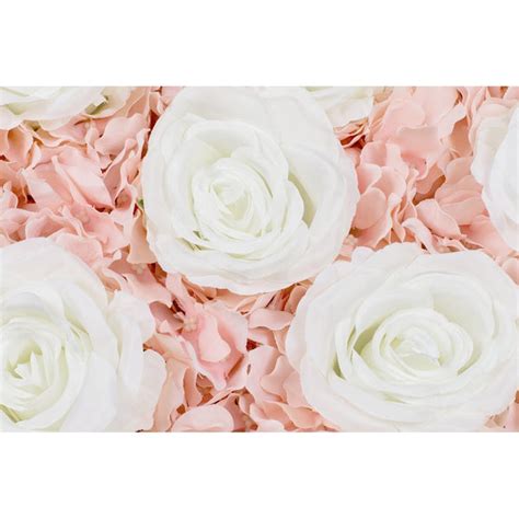 Silk Roseshydrangeas Flower Wall Backdrop Panel Cream And Light Pink