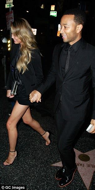 Chrissy Teigen Dons Tiny Playsuit On Night Out With John Legend Daily Mail Online