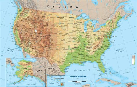 الخريطة الجغرافية للولايات المتحدة الأمريكية التضاريس والمعالم