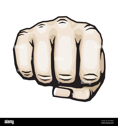 Color Punching Hand With Clenched Fist Vector Illustration Human Fist