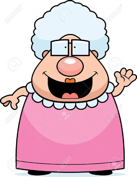 A Cartoon Illustration Of A Grandma Waving And Smiling Cartoon