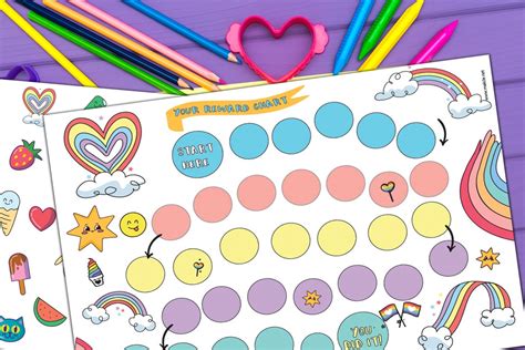 Printable Reward Chart Rainbow Sticker Chart Instant Etsy Uk