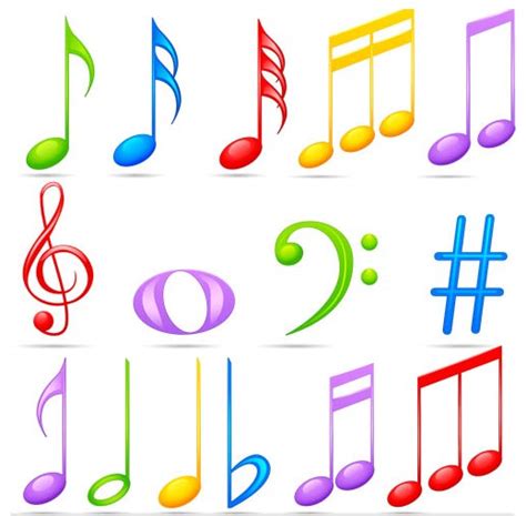 Color Music Symbols Art Set Vector Free Download