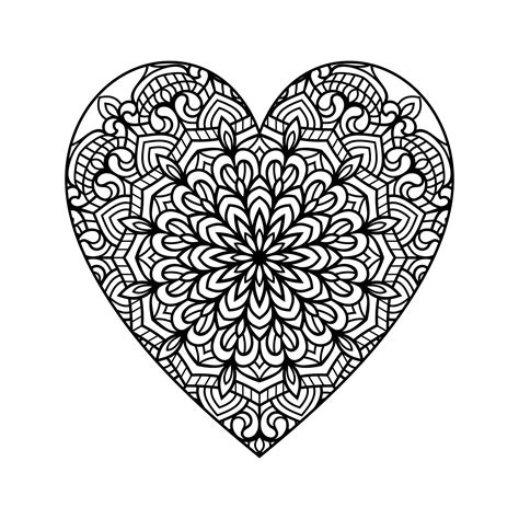 Heart With Floral Mandala Pattern Heart Shaped Mandala Floral Pattern