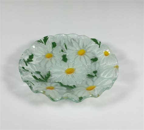 Daisy Bowl Fused Glass Dish Candy Dish Margarets Daisies Etsy