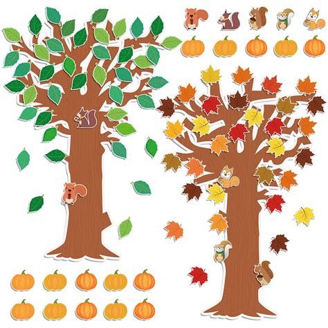 Buy 126 Pcs Classroom Tree Bulletin Board Seasonal Autumn Thanksgiving